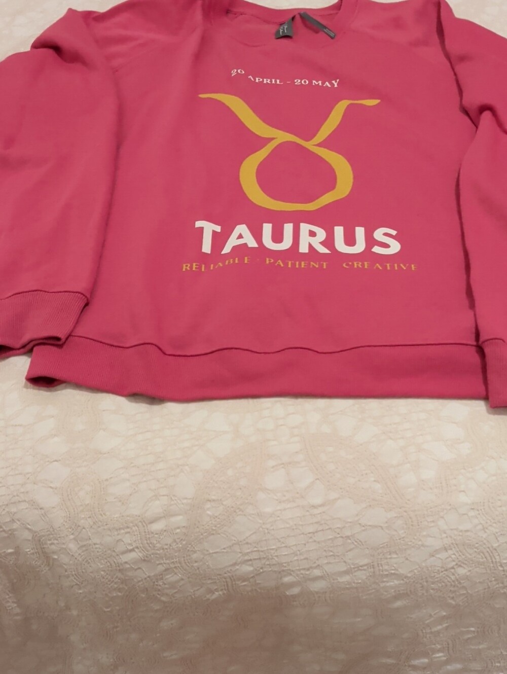 Anthropologie Pink Taurus Graphic Sweatshirt with Yellow Accent